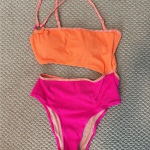 Cupshe Orange and Pink One Piece Swim